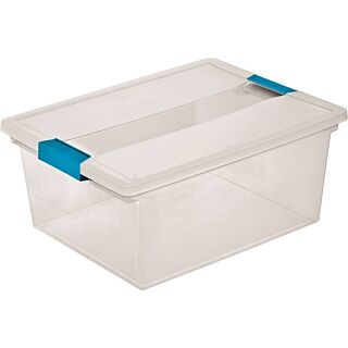 Sterilite 19658604 Clip Box, 11.5 qt Capacity, Plastic, Blue Aquarium/Clear