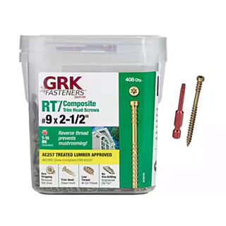 GRK #9 x 2-1/2 in.  RT Composite™ Exterior Trim Head Screws, Pro-Pak, 408 Count