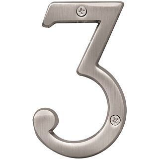 HY-KO Prestige BR-43SN/3 House Number, Character 3, 4 in H Character, Nickel Character