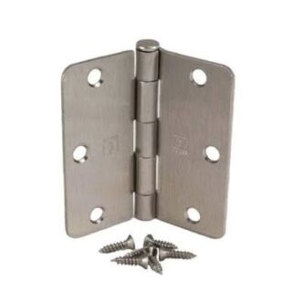 Hager, 3-1/2 in. x 3-1/2 in. Full Mortise Plain Bearing Residential Steel Door Hinge 1/4 in. Radius Corners, (US15) Satin Nickel, Pair