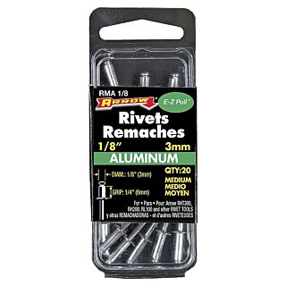 Arrow ⅛ in. Pop Rivet, Medium, ¼ in. Long, Aluminum, 20 Count
