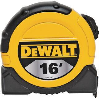 DeWALT DWHT36105/33372 Tape Measure, 16 ft L x 1-1/4 in W Blade, Steel Blade, Black/Yellow