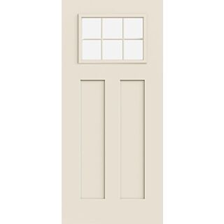 JELD-WEN 36 in. x 80 in. Left-Handed 6 Lite 2 Panel Smooth-Pro SP866 Craftsman Fiberglass Exterior Door Unit