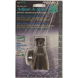 Whedon FP3C Shower Head, 2.5 gpm, 1/2 in Connection, Female, Brass, Chrome, 2 in Dia