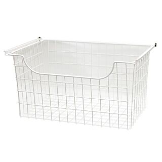 Easy Track Closet Organization 12 in. Wire Sliding Basket, White