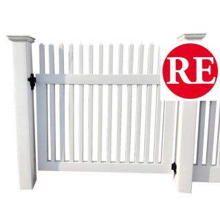 White Vinyl Picket Fence Gate, 4 ft. x 4 ft. Panel