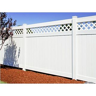 Illusions Vinyl Privacy Fence with Lattice Top, Diamond, White, 6 ft. x 8 ft.