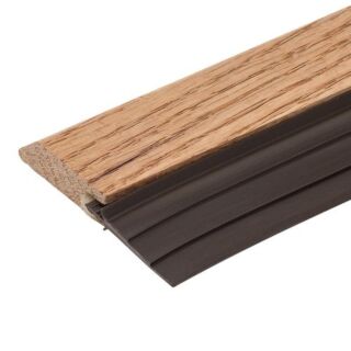 Randall Oak Wood & Brown Vinyl Door Sweep, 3 ft., Light