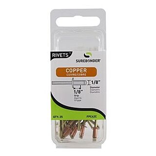 SUREBONDER Rivet, Short, ⅛ in. Long, Aluminum/Copper, 25 Count