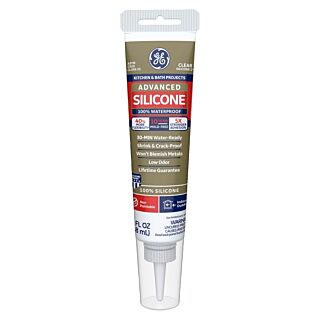 GE Sealants Advanced Silicone 2® Kitchen & Bath Sealant, Clear, 2.8 fl. oz.