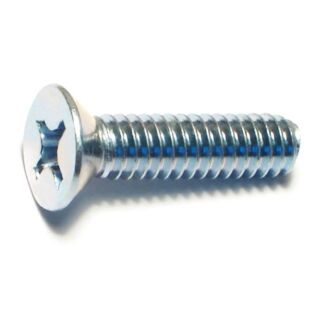 MIDWEST 1/4 in.-20 x 1 in. Zinc Plated Steel Coarse Thread Phillips Flat Head Machine Screws, 60 Count
