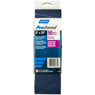 Norton 3 in. x 21 in. ProSand Portable Sanding Belts 50 Grit, 2 Pack