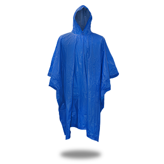 VINYL PONCHO WITH HOOD .10MM BLUE