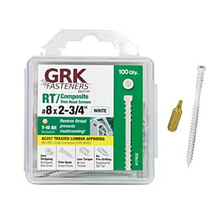 GRK #8 x 2 in.  RT Composite™ Exterior Trim Head Screws, Handy-Pak, White, 100 Count