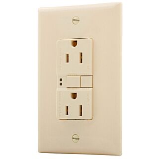 Eaton Wiring Devices SGF15LA Duplex GFCI Receptacle, 15 A, 2-Pole, 5-15R, Light Almond