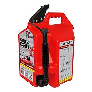 SUREcan Gas Can, 5 gallon Capacity, Plastic, Red