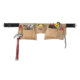 CLC Tool Works I427X Tool Apron, 12-Pocket, Suede Leather, Brown