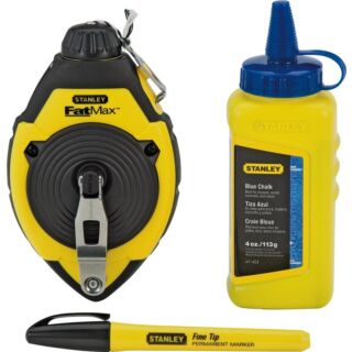 STANLEY 47-681L Chalk Line Reel Kit, 4 oz Chalk, 100 ft L Line, Blue Line