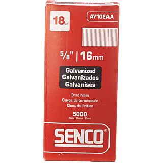 SENCO AY10EAA Brad Nail, 5/8 in L, 18 ga, Electro-Galvanized