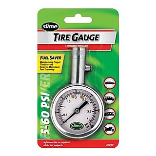 Slime 20049 Tire Gauge, 5 to 60 psi, Brass Gauge Case