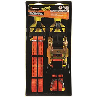 KEEPER 05524 Tie-Down, 1000 lb Weight Capacity, 14 ft L, Steel End Fitting, Polyester