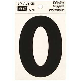 HY-KO RV-50/O Reflective Letter, Character O, 3 in H Character, Black Character