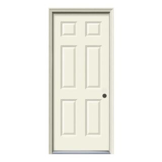 JELD-WEN 36 in. x 80 in. Right-Handed  6 Panel Smooth-Pro SP60 Fiberglass Exterior Door Unit