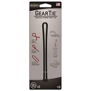 Nite Ize GT12-2PK-01 Reusable Gear Tie, Rubber, Black