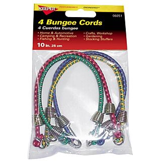 KEEPER 06051 Bungee Cord, Hook End, 10 in L, Rubber