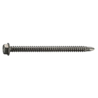 MIDWEST #12-14 x 3 in. 410 Stainless Steel Hex Washer Head Self-Drilling Screws, 12 Count