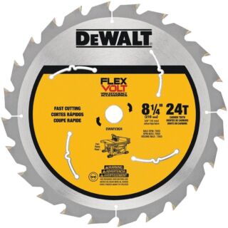 DeWALT DWAFV3824 Saw Blade, 8-1/4 in Dia, Carbide Cutting Edge, 5/8 in Arbor