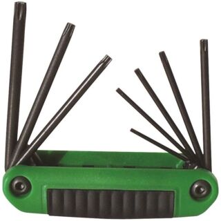 Eklind Ergo-Fold 25581 Torx Key Set, T8, T10, T15, T20, T25, T27, T30, T40 Drive, Torx Drive, Ergonomic Handle