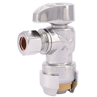 SharkBite 23036-0000LF Stop Valve, 1/2 x 3/8 in Compression, Brass, Chrome