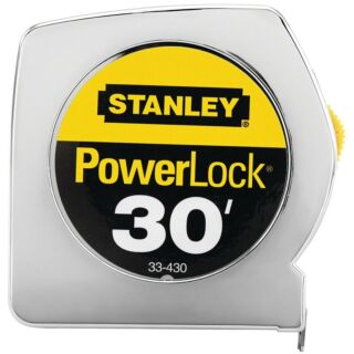 STANLEY Measuring Tape, 30 ft. Chrome Case