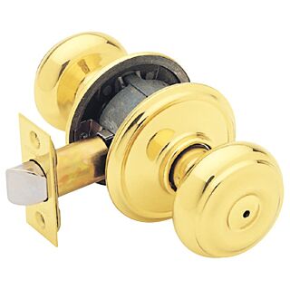 Schlage Georgian F40VGEO605 Privacy Door Knob, 1-3/8 to 1-3/4 in Thick Door, Brass