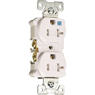 Eaton Wiring Devices TWRBR20W-BXSP Duplex Receptacle, 20 A, 2-Pole, 5-20R, White