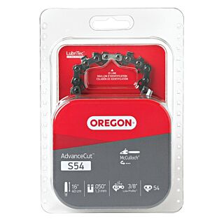 Oregon S54 Chainsaw Chain, 5/32 in File, 16 in L Bar, Stainless Steel
