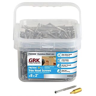 GRK #8 x 2 in. Pheinox™ 305 Stainless Steel FIN/TRIM™ Finishing Trim Head Screws Pro-Pak, 510 Count