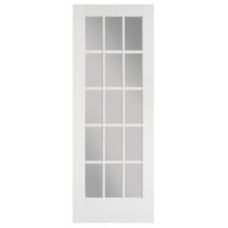 Primed Pine French Door, 2/8 x 6/8, 15-Lite Door Slab