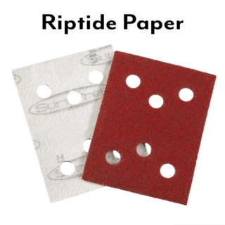 SurfPrep 3 in. x 4 in. Riptide 6-Hole Hook & Loop Paper Sheet, Red, 100 Grit, 50-Pack