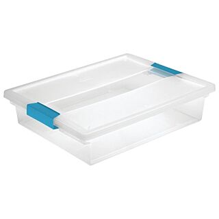 Sterilite 19638606 Clip Box, 5.5 qt Capacity, Plastic, Blue Aquarium/Clear