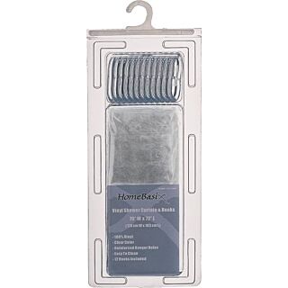 Simple Spaces SD-625CL-3L Heavy-Duty Shower Curtain with Hook, 72 in L, 70 in W, PVC/Vinyl, Clear
