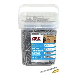 GRK #8 x 2-1/2 in. Pheinox™ 305 Stainless Steel FIN/TRIM™ Finishing Trim Head Screws Pro-Pak, 420 Count