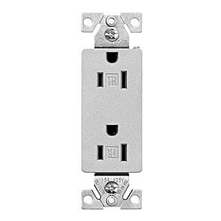 Eaton Wiring Devices TR1107SG-SP-L Duplex Receptacle, 15 A, 2-Pole, 5-15R, Silver Granite