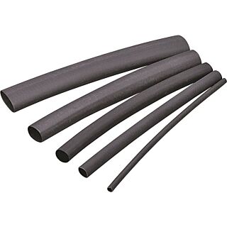 GB HST-093 Heat-Shrink Tubing, 3/32 to 3/64 in Dia, 4 in L, Polyolefin, Black