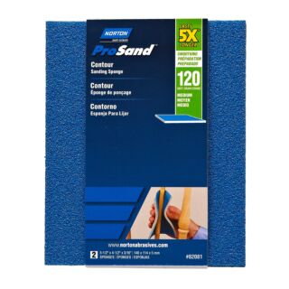 Norton ProSand Sanding Sponges, Contour 120 Grit, 2 Pack