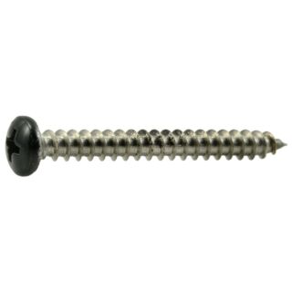 MIDWEST #8 x 1½ in. Black Painted 18-8 Stainless Steel Phillips Pan Head Sheet Metal Screws, 35 Count
