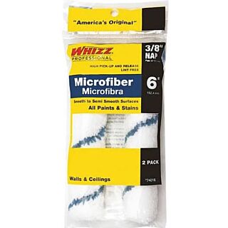Whizz® 6 in. x 3/8 in. Nap, Microfiber Mini Blue Stripe Roller Cover, 2 Pack