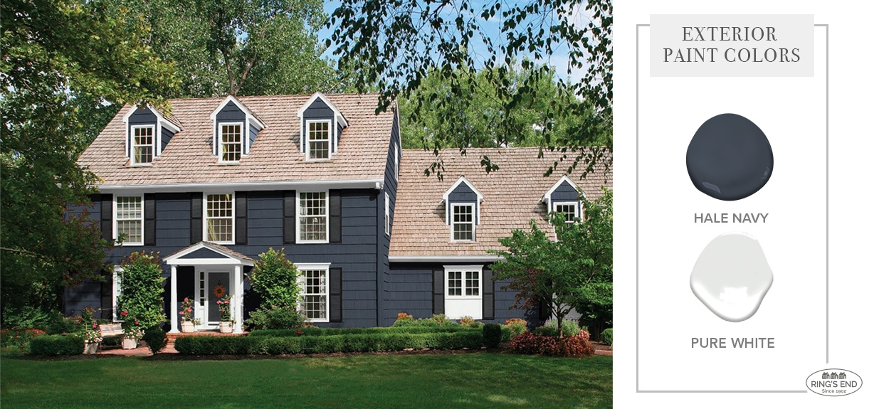 Home exterior with Hale Navy by Benjamin Moore 