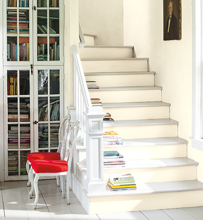 Stairs in Benjamin Moore Decorator’s White